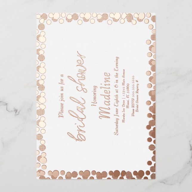 Dots d'or Motif Mariage Foil Pressing Invitation (Recto)