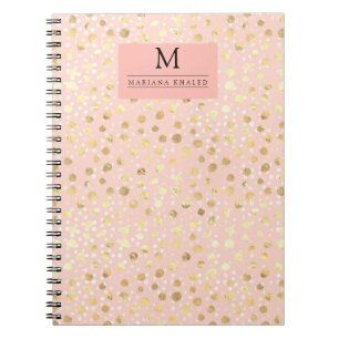 Dots gold Rosa Farbe Farbe Monogram Notizblock