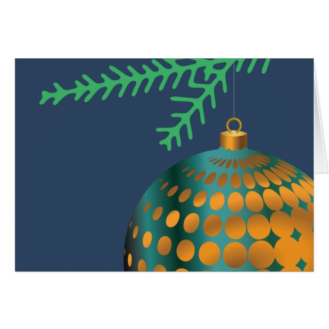 Dots Jaunes Ornement de bal de Noël en bleu (Devant horizontal)