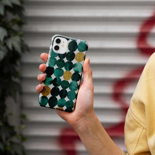 Dots pattern - emerald and gold glitter Case-Mate iPhone hülle (Von Creator hochgeladen)