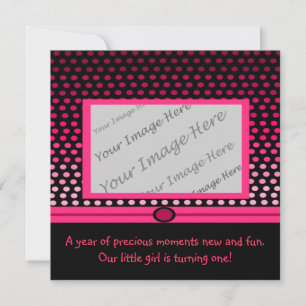 Dots roses modernes Invitations pour la première f