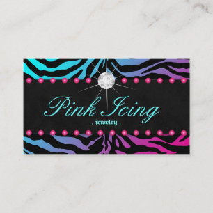 Dots roses Zebra, Carte de visite de bijoux, rose 