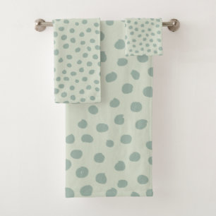Dots Sage Green Badhandtuch Set