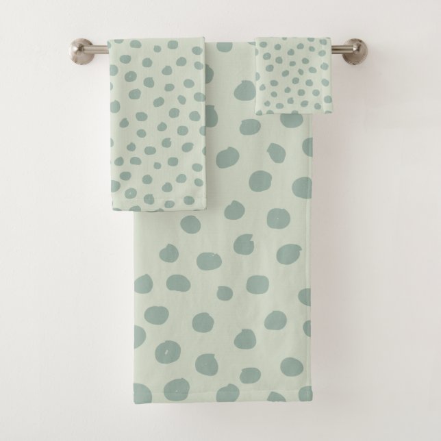 Dots Sage Green Badhandtuch Set (Insitu)