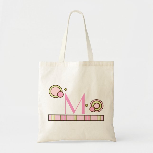 Dots & Stripes Mit Monogramm Beutel - Pinks Tragetasche (Vorne)