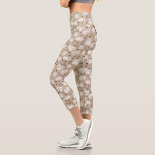 Dots - Taupe, Schwarz und Weiß Capri Leggings