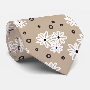 Dots - Taupe, Schwarz und Weiß Krawatte