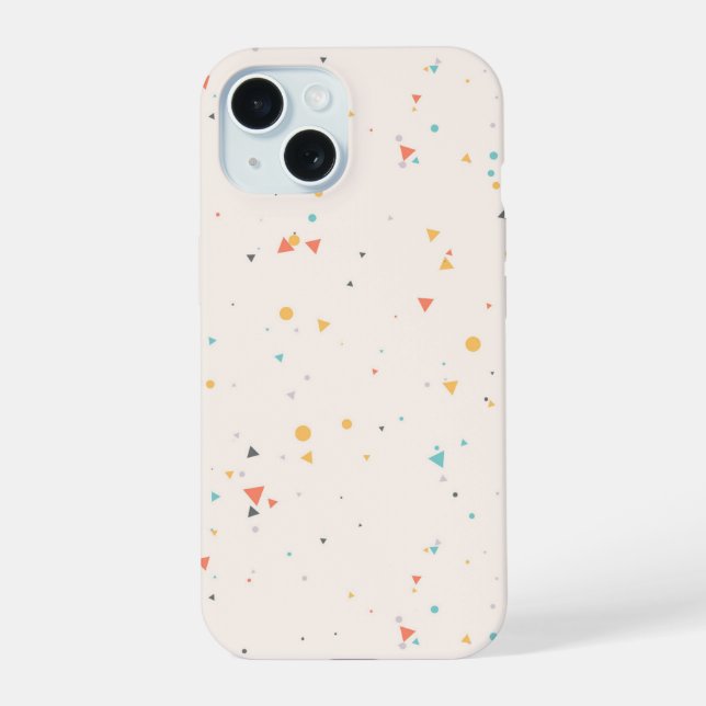 Dots & Triangle Confetti-Muster iPhone 15 Hülle (Rückseite)
