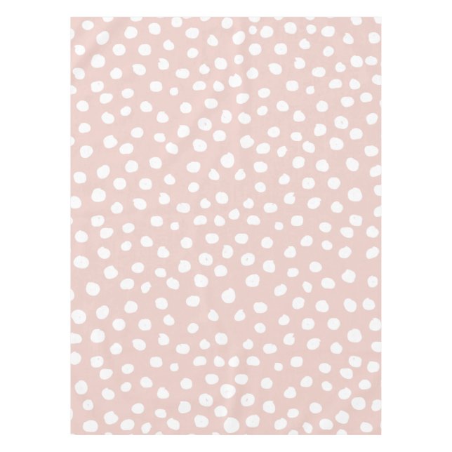 Dots Wild Animal Print Blush Pink und White Spots Tischdecke (Vorderseite)