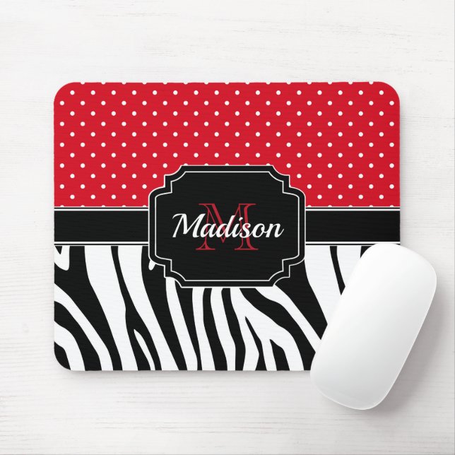 Dots & Zebra Print Mousepad (Mit Mouse)