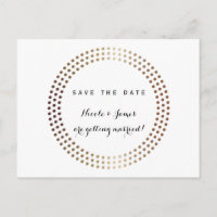 Dotted Gold Circles Moderne Save the Date Postkart