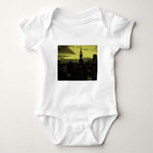 Dotted Yellow Black New York City Baby Strampler
