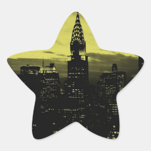 Dotted Yellow Black New York City Stern-Aufkleber