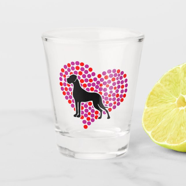 Dotter Herz Great Dane Shot Glass Schnapsglas (Vorderseite)