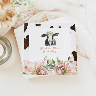 DOTTIE Heilige Kuh Niedliche Blumenfarm 1. Geburts Serviette