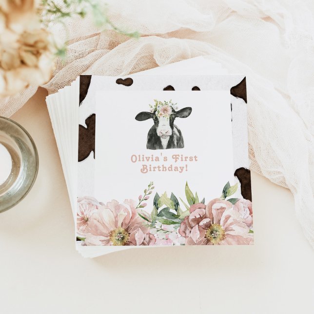 DOTTIE Heilige Kuh Niedliche Blumenfarm 1. Geburts Serviette (Von Creator hochgeladen)