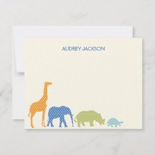Dotty Animaux Merci Cartes - Bleu