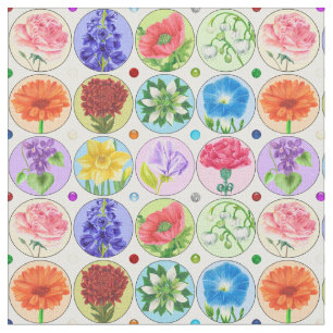 Dotty Birth Blume und Gem Fabric Stoff