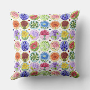 Dotty Birth Blume und Gem Throw Kissen