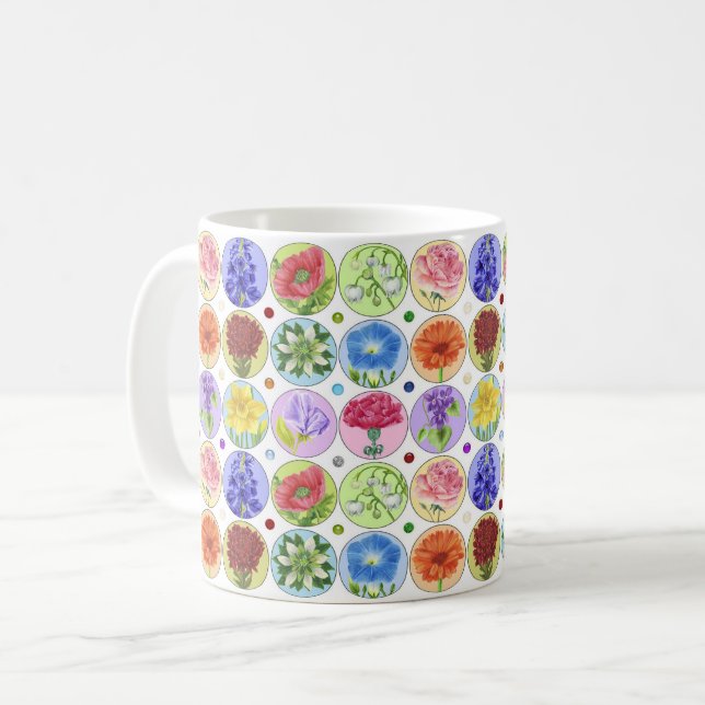 Dotty Birth Flower et Gem Classic Mug (Devant gauche)
