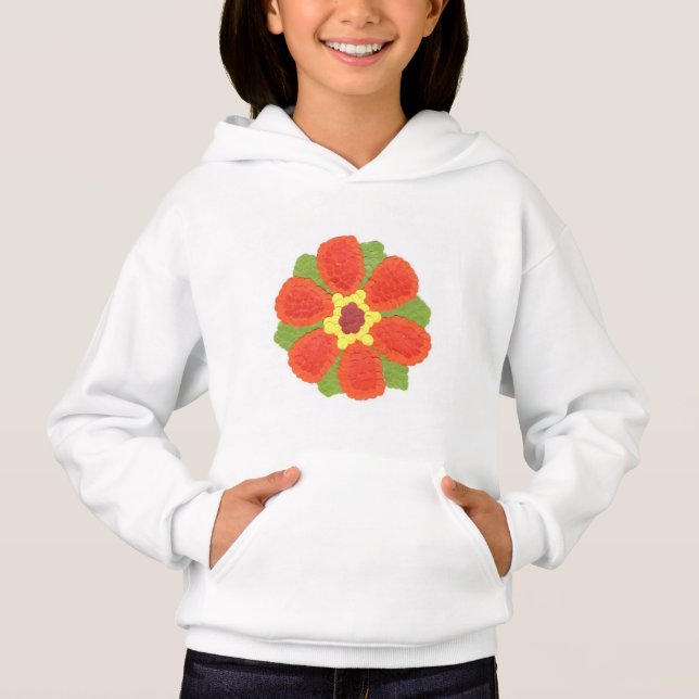 Dotty Blume Girls Fleece Pullover Hoodie (Vorderseite)