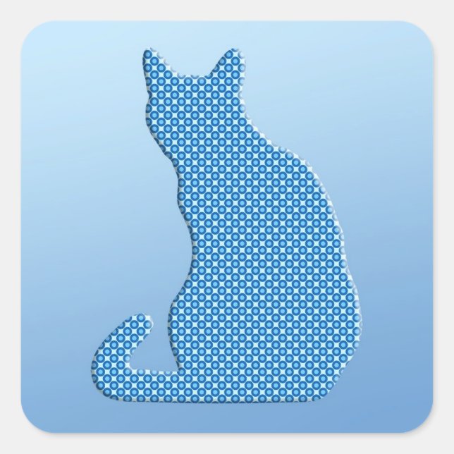 Dotty Cat - Blautöne Quadratischer Aufkleber (Vorderseite)