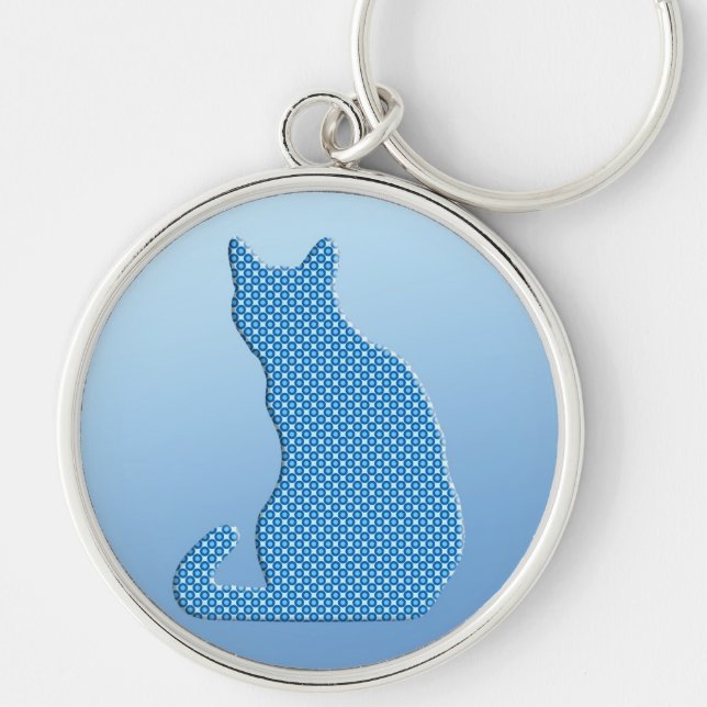 Dotty Cat - Blautöne Schlüsselanhänger (Vorne)