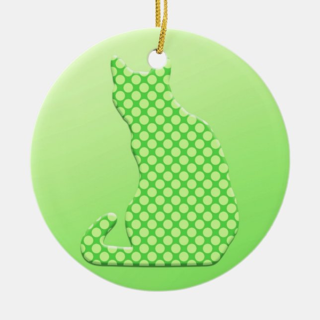 Dotty Cat - Kalkgrün Keramikornament (Vorne)