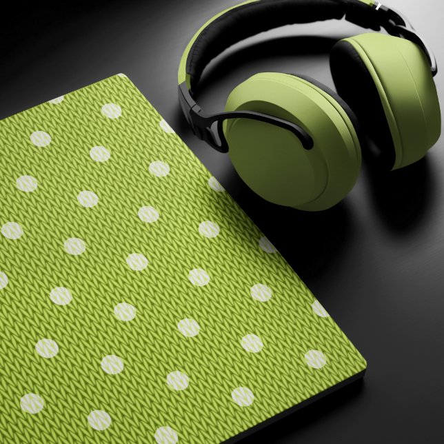 Dotty Delight Green Mousepad (A Dotty Delight Green Mouse Pad is on the desk. )