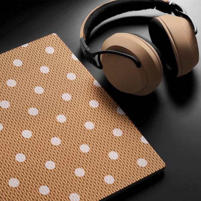 Dotty Delight Orange Mousepad (A Dotty Delight Orange Mouse Pad is on the desk. )