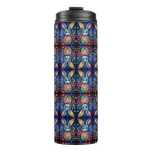 Dotty Delight: Rainbow Doodle Bunny Thermosbecher