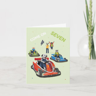 Dotty Dog Age Seven Go Karting Birthday Karte