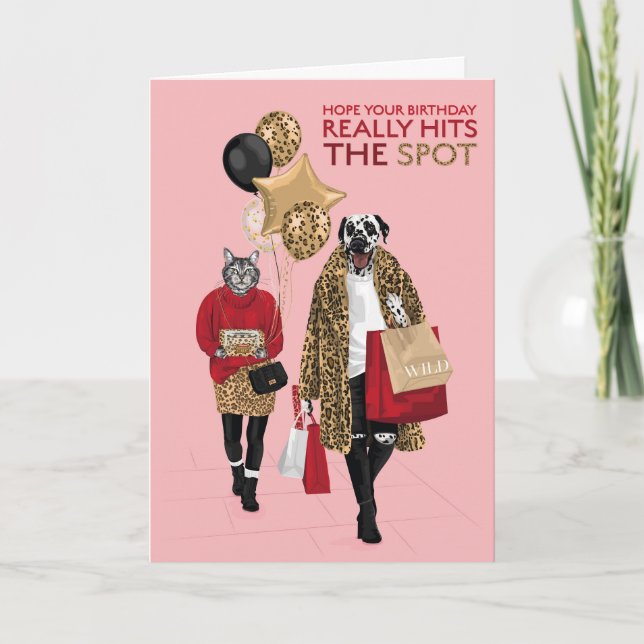 Dotty Dog Leopard Print Hit Spot Birthday Karte (Vorderseite)