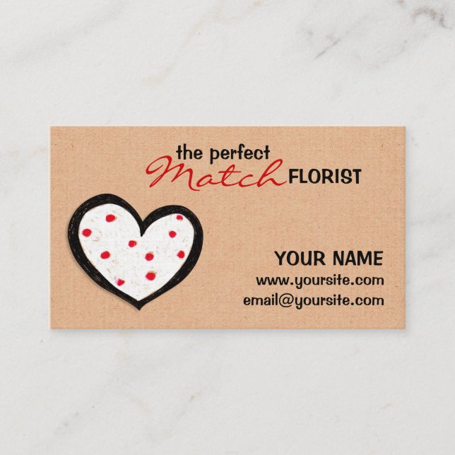 Dotty Hearts kraft Florist Business Card Visitenkarte (Vorderseite)