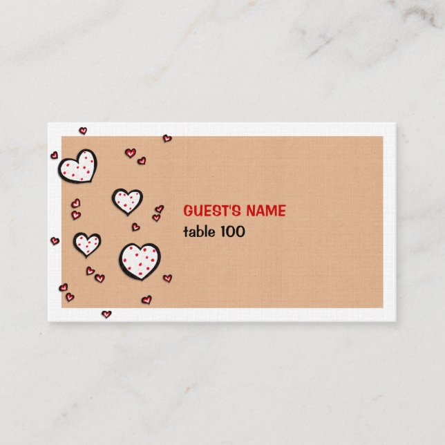 Dotty Hearts kraft Platzkarte (Vorderseite)