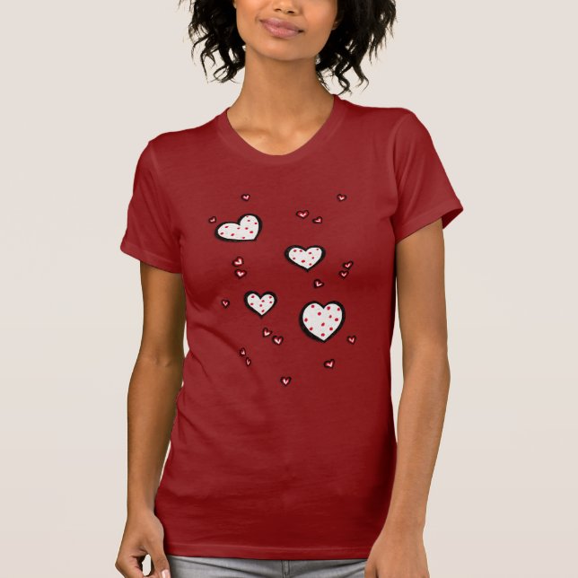 Dotty Hearts Red Ladys T - Shirt (Vorderseite)