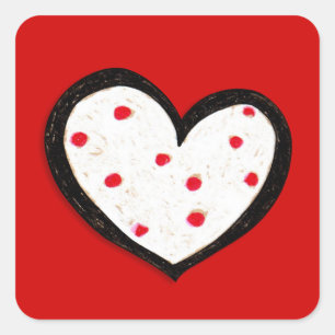 Dotty Hearts roter Square Sticker