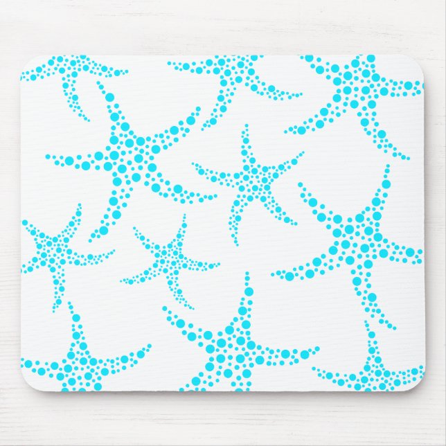 Dotty Starfish-Muster im Türkis und im Weiß Mousepad (Vorne)