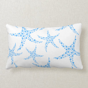 Dotty Starfish-Muster in Blauem und in weißem Lendenkissen