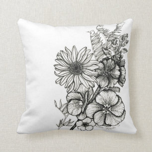 dotwork Kunst-Blumenkissen Kissen