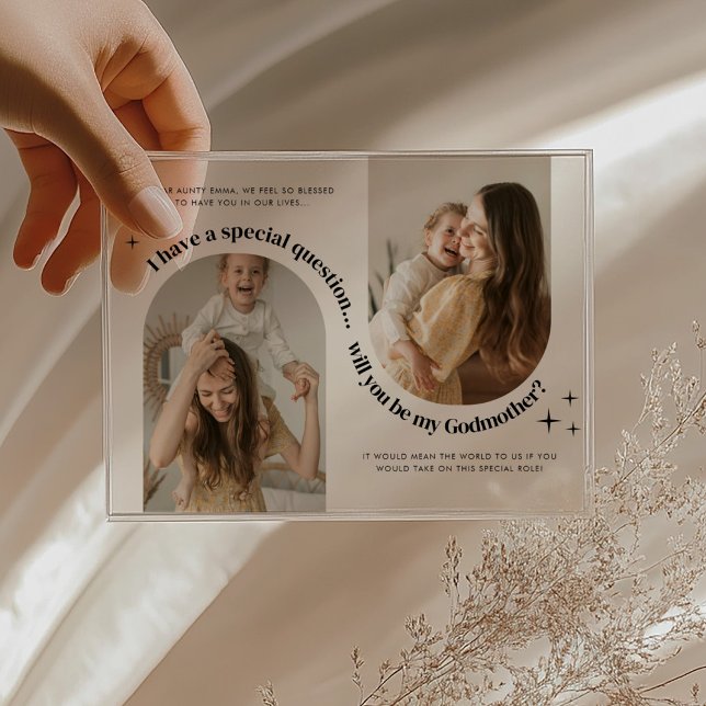 Double Arch Photo Godmother Proposal Acryleinladungen (Zazzle Double Arch Photo Godmother Proposal Acrylic Invitations)