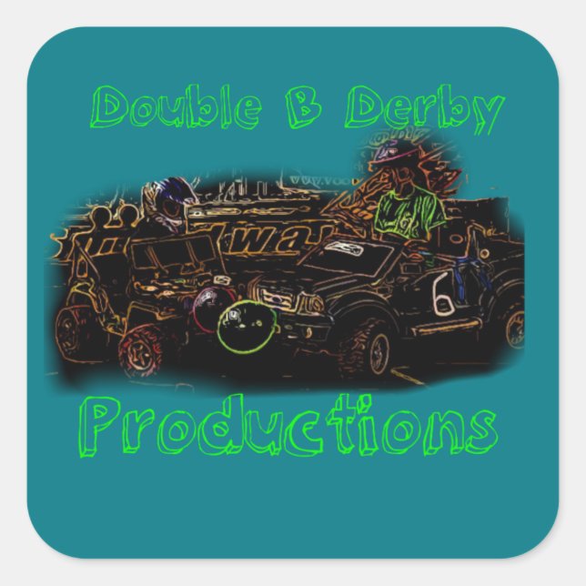 Double B Derby Productions Quadratischer Aufkleber (Vorderseite)