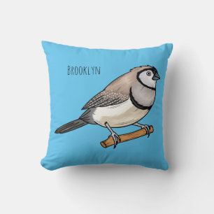 Double-barred finch bird cartoon illustration  kissen