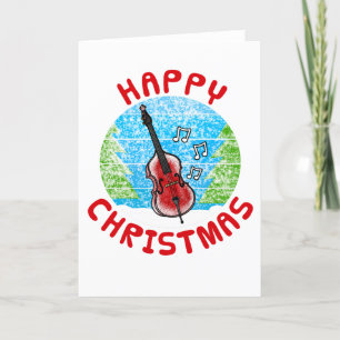 Double Bass Christmas Card Bassist Dankeskarte