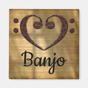 Double Bass Clef Heart Banjo Magnet