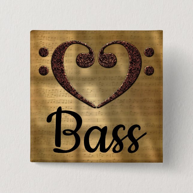 Double Bass Clef Heart Bass Button (Vorderseite)