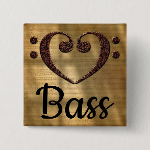 Double Bass Clef Heart Bass Button