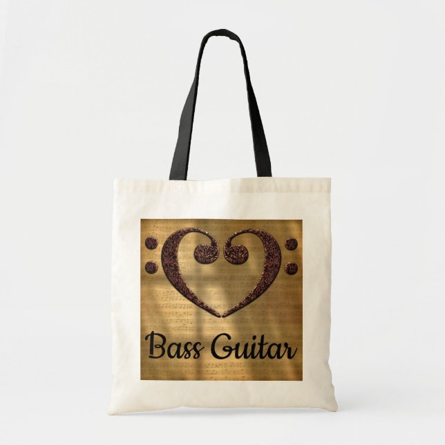 Double Bass Clef Heart Bass Gitarre Tragetasche (Vorne)