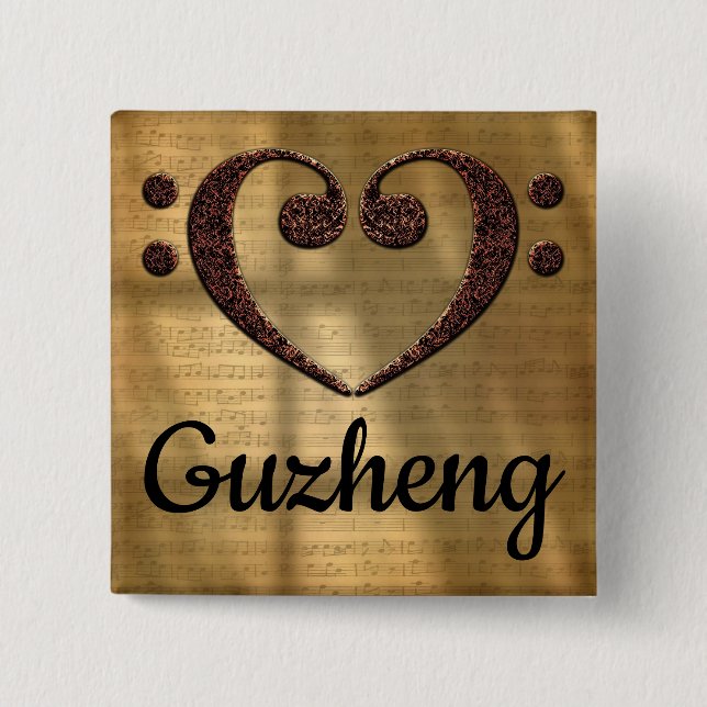 Double Bass Clef Heart Guzheng Button (Vorderseite)