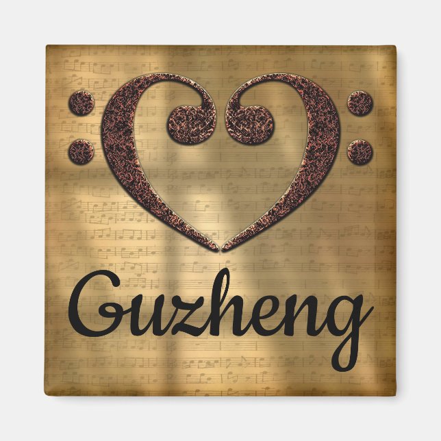Double Bass Clef Heart Guzheng Magnet (Vorne)